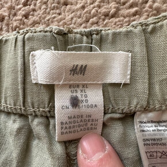 H&M Pants Womens XL 36x28 High Rise 100% Linen Tapered Leg Ankle Pockets - Picture 5 of 13